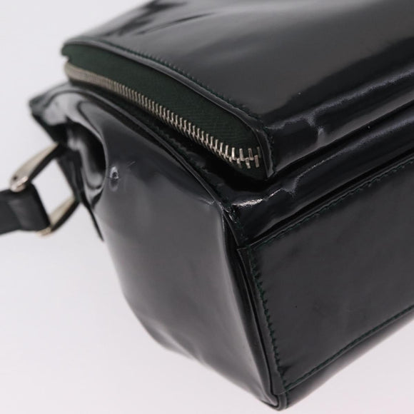 GUCCI Shoulder Bag Patent Leather Black Silver 001 2113 1677 Auth ka6380