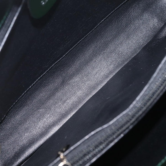 GUCCI Shoulder Bag Patent Leather Black Silver 001 2113 1677 Auth ka6380