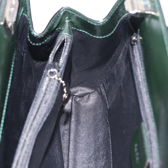 GUCCI Shoulder Bag Patent Leather Black Silver 001 2113 1677 Auth ka6380