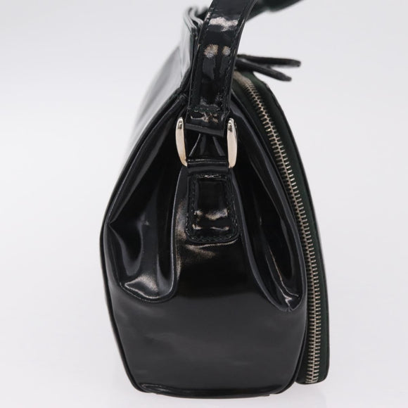 GUCCI Shoulder Bag Patent Leather Black Silver 001 2113 1677 Auth ka6380