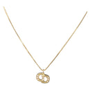 Christian Dior Rhinestone Necklace Metal Gold Tone Auth ka6383-1