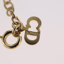 Christian Dior Rhinestone Necklace Metal Gold Tone Auth ka6383-14