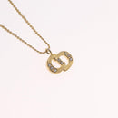 Christian Dior Rhinestone Necklace Metal Gold Tone Auth ka6383-3