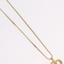 Christian Dior Rhinestone Necklace Metal Gold Tone Auth ka6383-4