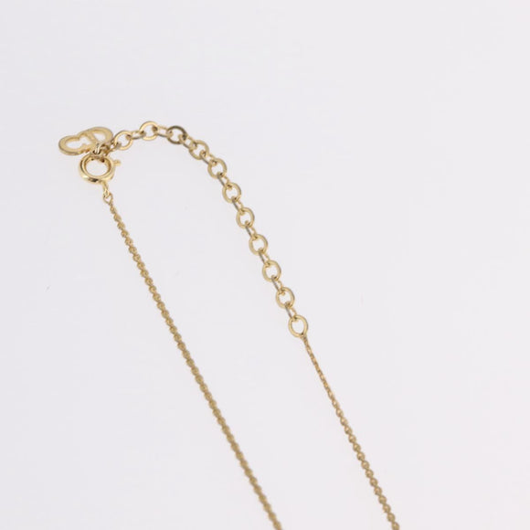 Christian Dior Rhinestone Necklace Metal Gold Tone Auth ka6383