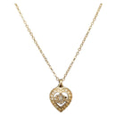 Christian Dior Rhinestone Necklace Metal Gold Tone Auth ka6386-1