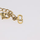 Christian Dior Rhinestone Necklace Metal Gold Tone Auth ka6386-14