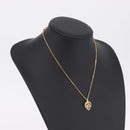 Christian Dior Rhinestone Necklace Metal Gold Tone Auth ka6386-15