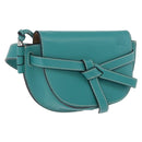 LOEWE Mini Gate Bag Shoulder Bag Leather Green Silver Auth ka6387M-1