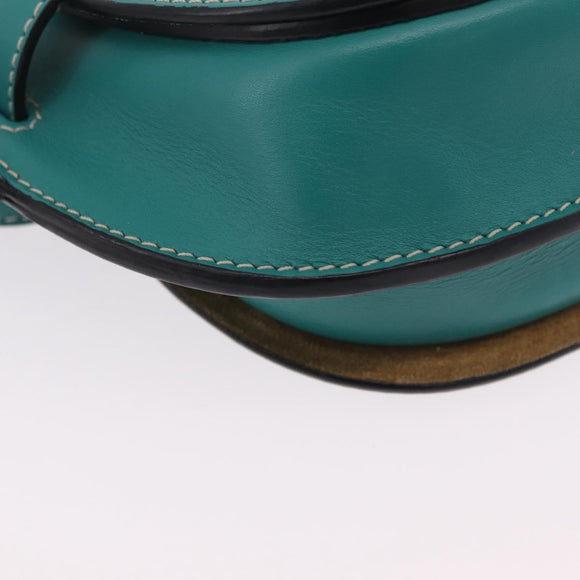 LOEWE Mini Gate Bag Shoulder Bag Leather Green Silver Auth ka6387M