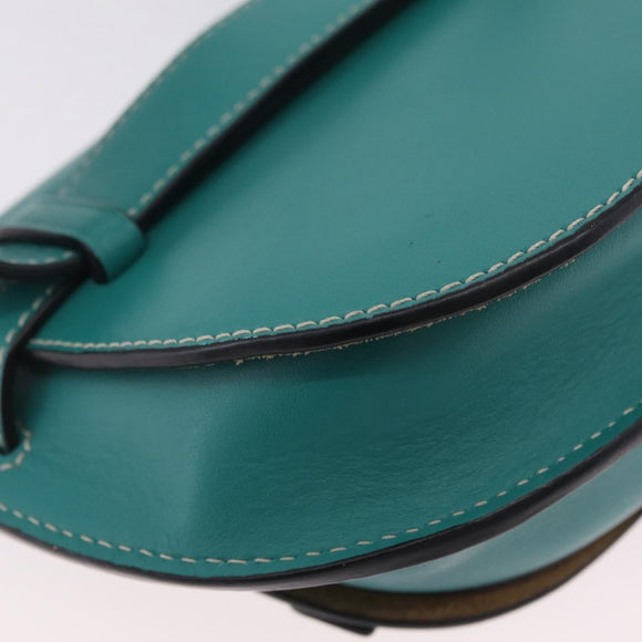 LOEWE Mini Gate Bag Shoulder Bag Leather Green Silver Auth ka6387M