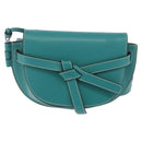 LOEWE Mini Gate Bag Shoulder Bag Leather Green Silver Auth ka6387M-13