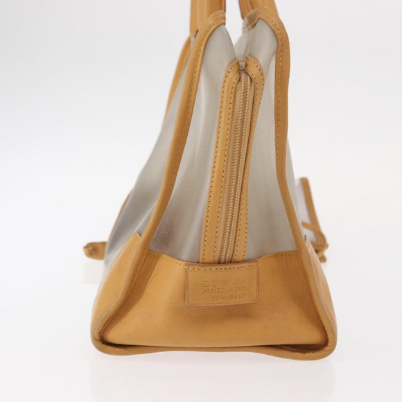 LOEWE Anagram Amazonas Hand Bag Vinyl Leather Clear Silver Auth ka639