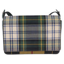 BURBERRY Nova Check Shoulder Bag Canvas Green Silver Auth ka6391A-2