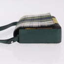 BURBERRY Nova Check Shoulder Bag Canvas Green Silver Auth ka6391A-5