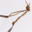 HERMES Pochette Green Leather Brown Auth ka6393-14
