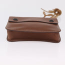 HERMES Pochette Green Leather Brown Auth ka6393-7