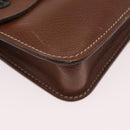 HERMES Pochette Green Leather Brown Auth ka6393-15