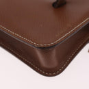 HERMES Pochette Green Leather Brown Auth ka6393-18