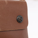HERMES Pochette Green Leather Brown Auth ka6393-20