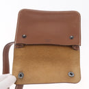 HERMES Pochette Green Leather Brown Auth ka6393-21