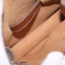 HERMES Pochette Green Leather Brown Auth ka6393-11
