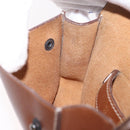 HERMES Pochette Green Leather Brown Auth ka6393-25