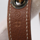 HERMES Pochette Green Leather Brown Auth ka6393-12