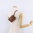 HERMES Pochette Green Leather Brown Auth ka6393-26