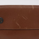 HERMES Pochette Green Leather Brown Auth ka6393-2