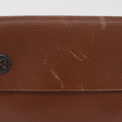 HERMES Pochette Green Leather Brown Auth ka6393 - 0