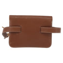 HERMES Pochette Green Leather Brown Auth ka6393-3
