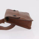 HERMES Pochette Green Leather Brown Auth ka6393-6
