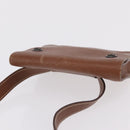 HERMES Pochette Green Leather Brown Auth ka6393-8