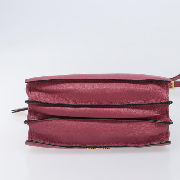 Miu Miu Madras Hand Bag Leather 2way Pink Gold Auth ka6401V