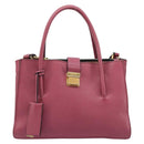 Miu Miu Madras Hand Bag Leather 2way Pink Gold Auth ka6401V-13