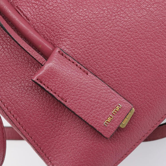 Miu Miu Madras Hand Bag Leather 2way Pink Gold Auth ka6401V