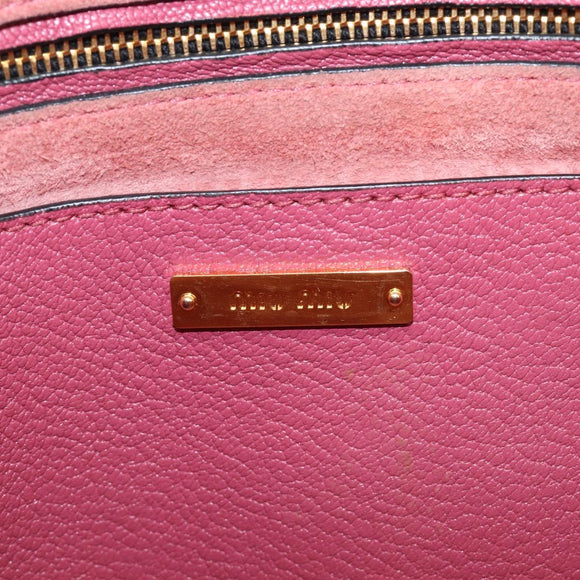 Miu Miu Madras Hand Bag Leather 2way Pink Gold Auth ka6401V