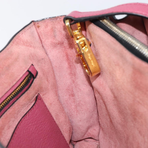 Miu Miu Madras Hand Bag Leather 2way Pink Gold Auth ka6401V