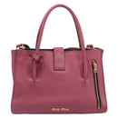 Miu Miu Madras Hand Bag Leather 2way Pink Gold Auth ka6401V-2