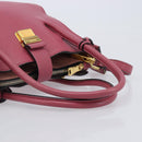 Miu Miu Madras Hand Bag Leather 2way Pink Gold Auth ka6401V-6