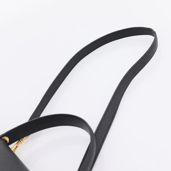 CELINE Belt Bag Hand Bag Leather 2way Black Gold Auth ka6406V