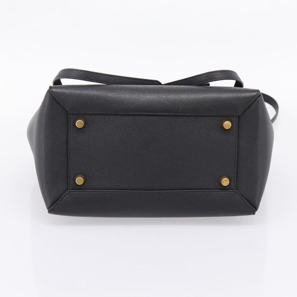 CELINE Belt Bag Hand Bag Leather 2way Black Gold Auth ka6406V