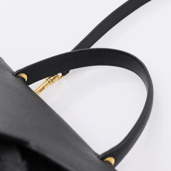 CELINE Belt Bag Hand Bag Leather 2way Black Gold Auth ka6406V