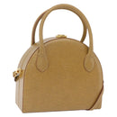 FENDI Hand Bag Leather 2way Beige Gold Auth ka6408-1