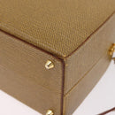 FENDI Hand Bag Leather 2way Beige Gold Auth ka6408-16
