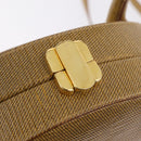 FENDI Hand Bag Leather 2way Beige Gold Auth ka6408-17