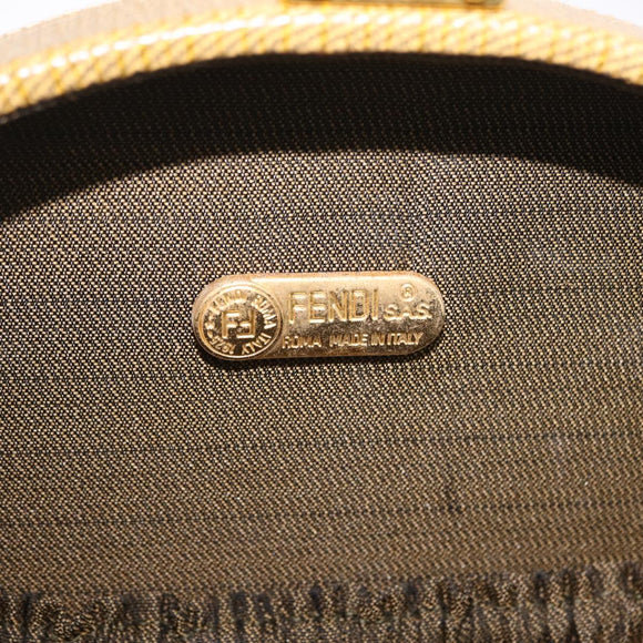 FENDI Hand Bag Leather 2way Beige Gold Auth ka6408