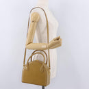 FENDI Hand Bag Leather 2way Beige Gold Auth ka6408-23