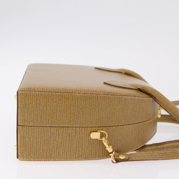 FENDI Hand Bag Leather 2way Beige Gold Auth ka6408